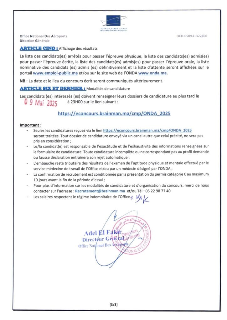 Annonce de recrutement Onda 2